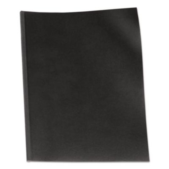 Velobind Pre-Punched Presentation Covers With Leatherlike Texture, Paper, Square Corners, 11 x 8.5, Black, 50/Pack