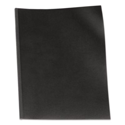 Velobind Pre-Punched Presentation Covers With Leatherlike Texture, Paper, Square Corners, 11 x 8.5, Black, 50/Pack