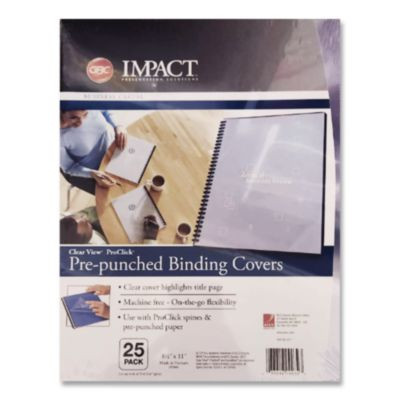 Velobind Clear View Pre-Punched Presentation Covers, Plastic, Square Corners, 11 x 8.5, Clear, 25/Pack