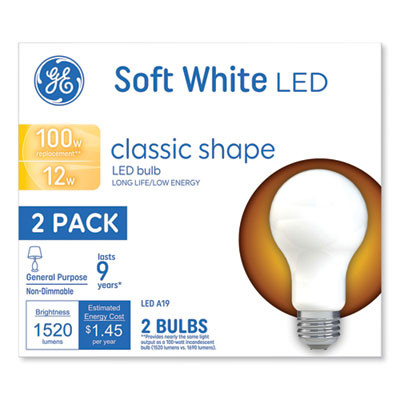 Classic Led Non-Dim A19 Light Bulb, 12 W, Soft White, 2/Pack
