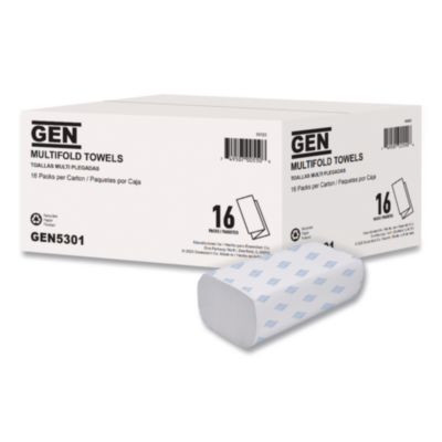 Multifold Towels, 1-Ply, 9.25 x 9.05, White, 250/Pack, 16 Packs/Carton