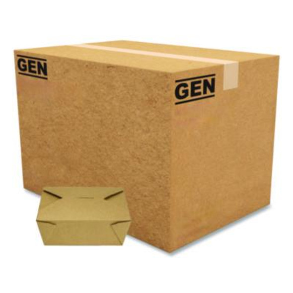 Reclosable Kraft Take-Out Box, 48 Oz, Brown, Paper, 300/Carton
