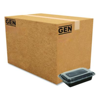 Microwavable Food Container With Lid, Rectangular, 16 Oz, 7.48 x 5.03 x 2.04, Black/Clear, Plastic, 150/Carton