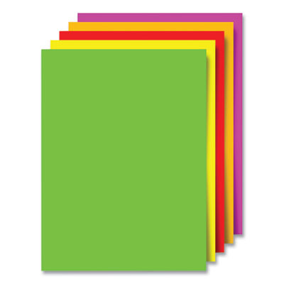 Premium Coated Poster Board, 11" x 14", Assorted Neon Colors, 5/Pack