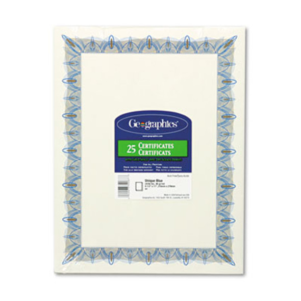 Award Certificates With Gold Seals, 8.5 X 11, Unique Blue With White Border, 25/Pack