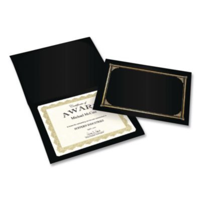 Certificate/Document Cover, 12.5 x 9.75, Black, 6/Pack