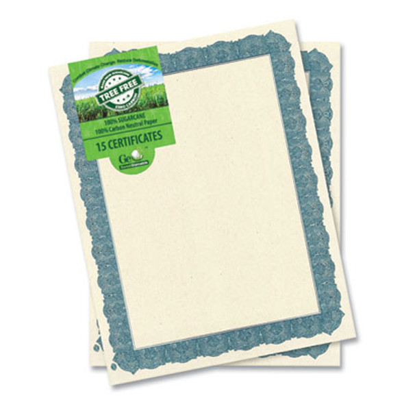 Award Certificates, 8.5 x 11, Natural With Blue Braided Border, 15/Pack