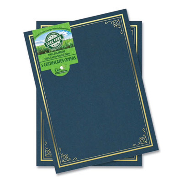 Certificate/Document Cover, 9.75' x 12.5", Navy With Gold Foil, 5/Pack