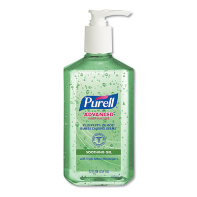 Advanced Hand Sanitizer Soothing Gel, 12 Oz Pump Bottle, Fresh Scent