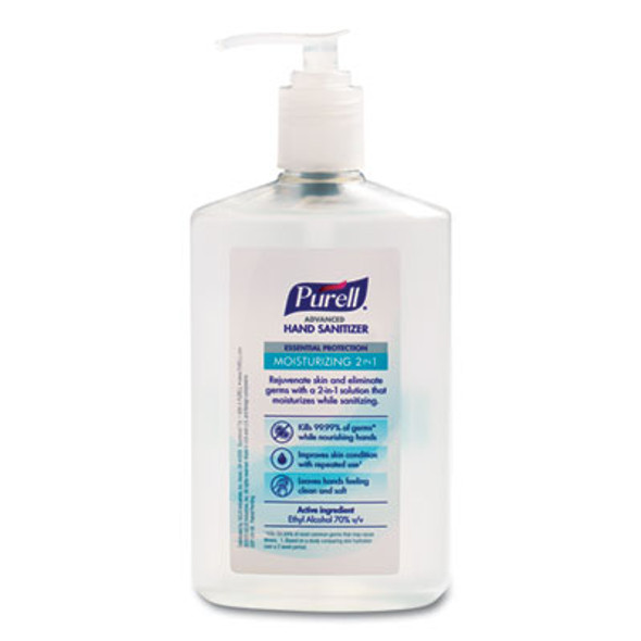 2 In 1 Moisturizing Advanced Hand Sanitizer Gel, 12 Oz Pump Bottle, Clean Scent