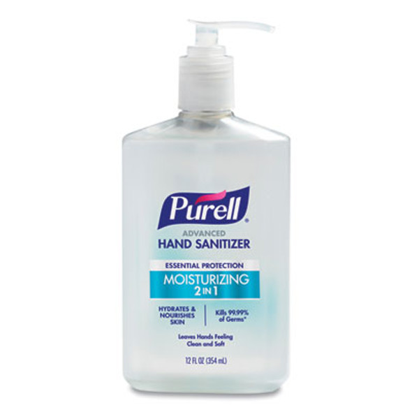 2 In 1 Moisturizing Advanced Hand Sanitizer Gel, 12 Oz Pump Bottle, Clean Scent