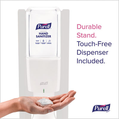 Es10 Dispenser Floor Stand With Automatic Hand Sanitizer Dispenser, 15.56 x 11.75 x 51.82, White