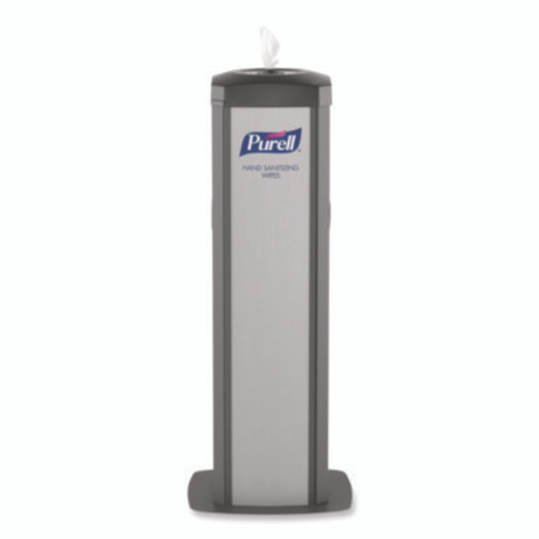 Ds360 High Capacity Hand Sanitizing Wipes Station, 17 X 17.25 X 44.25, Black/Silver