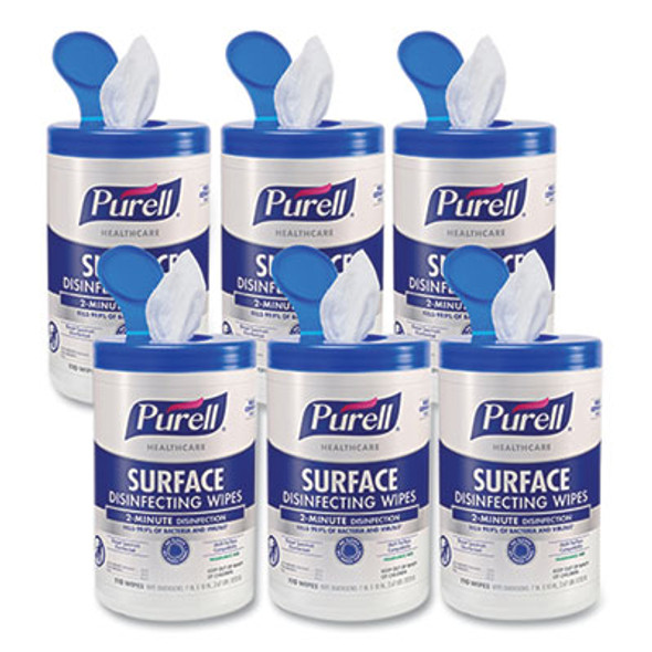 Healthcare Surface Disinfecting Wipes, 1-Ply, 7 x 10, Unscented, White, 110 Wipes/Canister, 6 Canisters/Carton