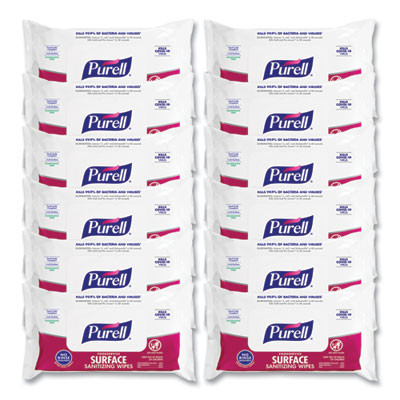 Foodservice Surface Sanitizing Wipes, 1-Ply, 7.4 X 9, Fragrance-Free, White, 72/Pouch, 12 Pouches/Carton