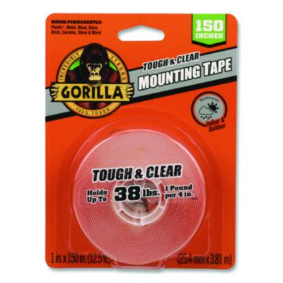 Tough And Clear Double-Sided Mounting Tape, Permanent, Holds Up To 0.25 Lb/1 Sq In, 1" x 12.5 Ft, Clear