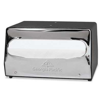 Mini Mornap Mini-Fold Tabletop Napkin Dispenser, 7.9 x 11.5 x 4.9, Black/Chrome