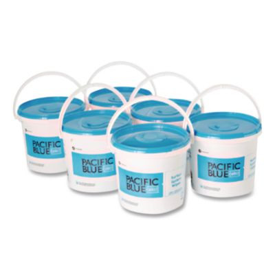 Pacific Blue Select Surface System Bucket, 7.8 X 7.8 X 7, White/Blue, 6/Carton