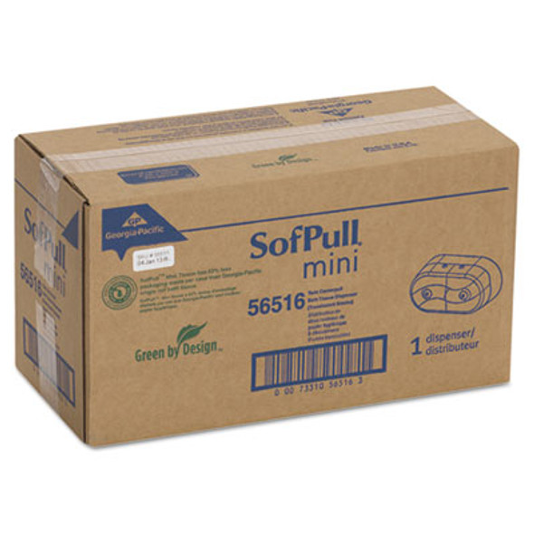 Sofpull Mini Center-Pull Twin-Roll Bath Tissue Dispenser, 16.38 x 7.2 x 9.3, Smoke