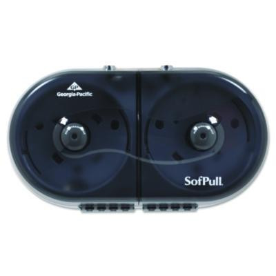 Sofpull Mini Center-Pull Twin-Roll Bath Tissue Dispenser, 16.38 x 7.2 x 9.3, Smoke