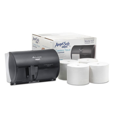 Compact Tissue Dispenser And Angel Soft Ps Tissue Start Kit, 10.13 x 6.75 x 7.13, Translucent Smoke