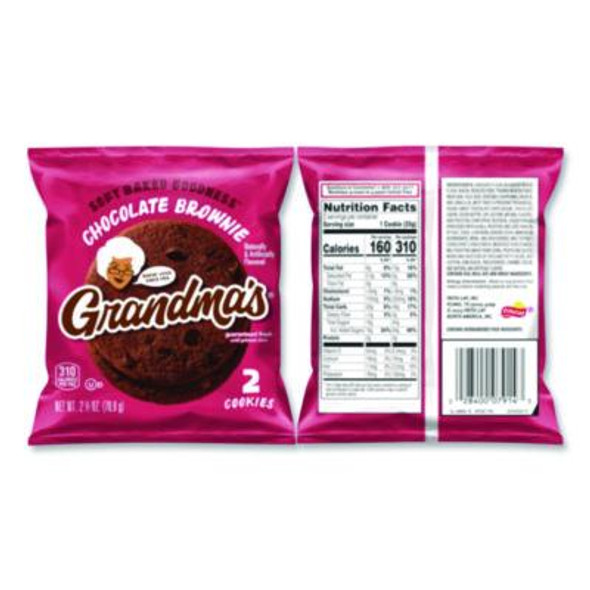 Cookies - Single Serve, Chocolate Brownie, 2.5 Oz Packet, 60/Carton