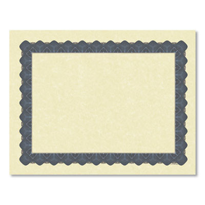 Metallic Border Certificates, 11 X 8.5, Ivory/Blue With Blue Border, 100/Pack