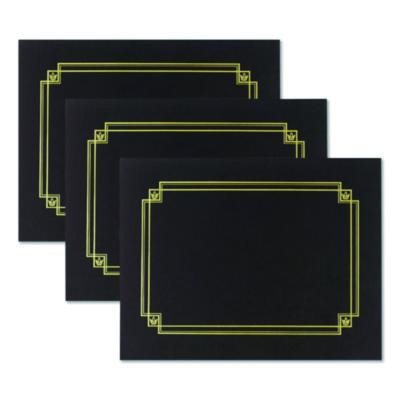 Premium Textured Certificate Holder, 12.65 X 9.75, Black, 3/Pack
