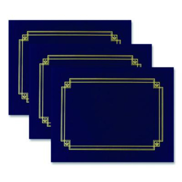 Premium Textured Certificate Holder, 12.65 X 9.75, Navy, 3/Pack