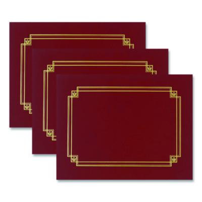 Premium Textured Certificate Holder, 12.65 X 9.75, Burgundy, 3/Pack