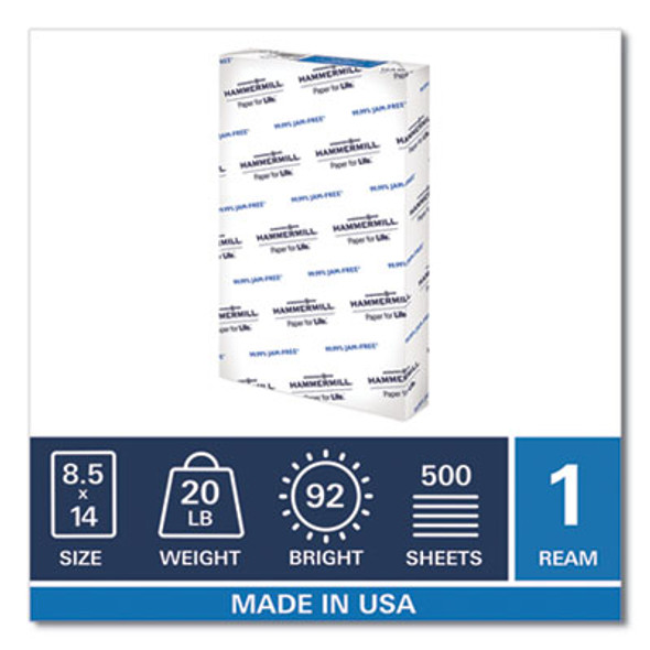 Copy Plus Print Paper, 92 Bright, 20 Lb Bond Weight, 8.5 x 14, White, 500/Ream