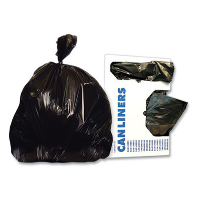 Linear Low-Density Can Liners, 65 Gal, 1.5 Mil, 43" x 60", Black, 100/Carton