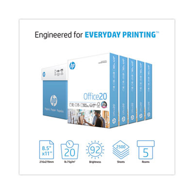 Office20 Paper, 92 Bright, 20-Lb Bond Weight, 8.5 x 11, White, 500 Sheets/Ream, 5 Reams/Carton
