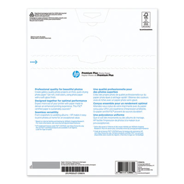 Premium Plus Photo Paper, 11.5 Mil, 8.5 X 11, Soft-Gloss White, 50/Pack