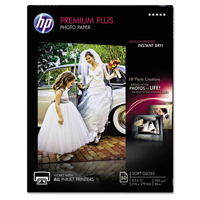 Premium Plus Photo Paper, 11.5 Mil, 8.5 X 11, Soft-Gloss White, 50/Pack