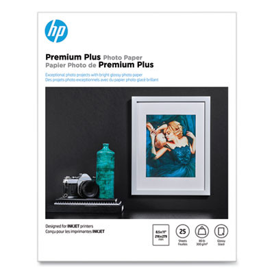 Premium Plus Photo Paper, 11.5 Mil, 8.5 X 11, Glossy White, 25/Pack