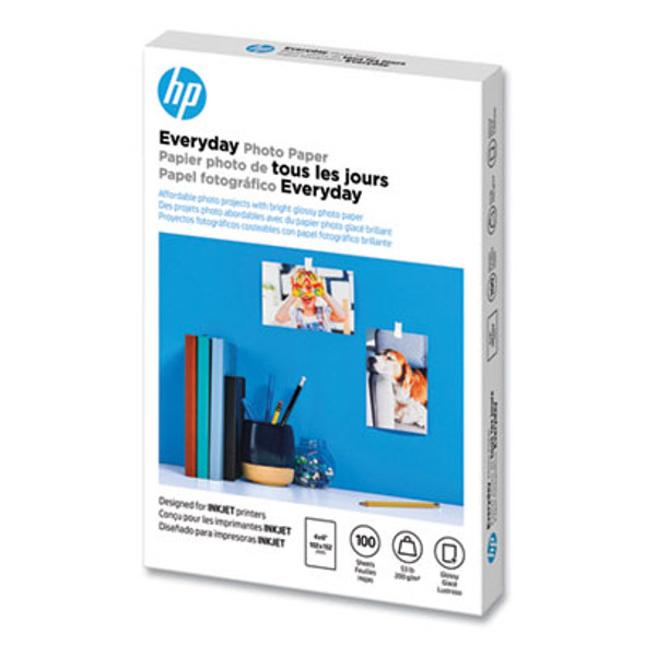 Everyday Glossy Photo Paper, 8 Mil, 4 X 6, Glossy White, 100/Pack