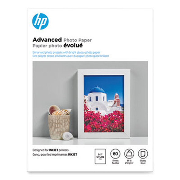 Advanced Photo Paper, 10.5 Mil, 5 X 7, Glossy White, 60/Pack