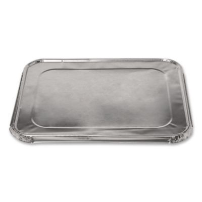 Steam Pan Foil Lids, Fits Half-Size Pan, 25 Gauge, 12.81 x 10.44, 100/Carton