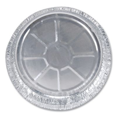 Round Aluminum Containers, 32 Oz, 9.03" Diameter x 1.25" h, Silver, 500/Carton