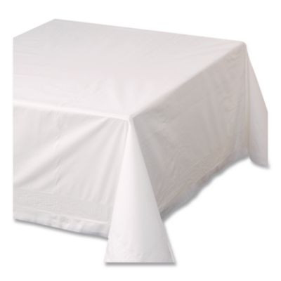 Tissue/Poly Tablecovers, 54" X 54", White, 50/Carton