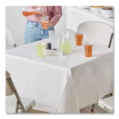Tissue/Poly Tablecovers, 54" X 54", White, 50/Carton