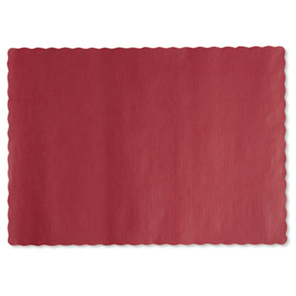 Placemats, Smooth Surface, Scalloped Edges, 13.5" x 9.5", Red, 1,000/Carton