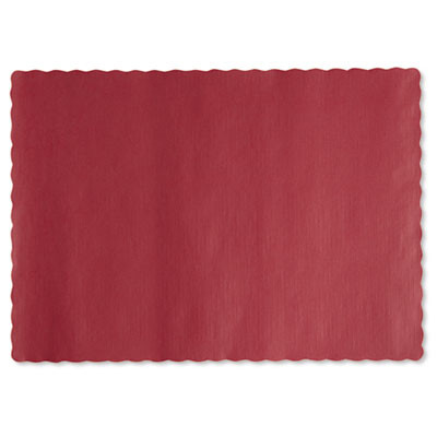 Placemats, Smooth Surface, Scalloped Edges, 13.5" x 9.5", Red, 1,000/Carton