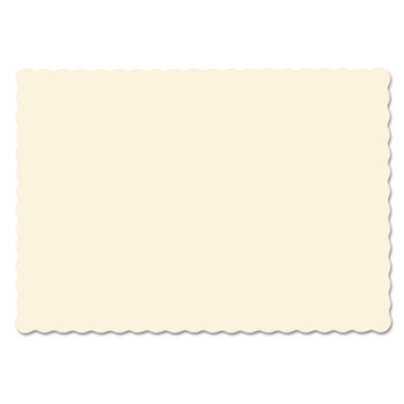 Placemats, Smooth Surface, Scalloped Edges, 13.5" x 9.5", Ecru, 1,000/Carton