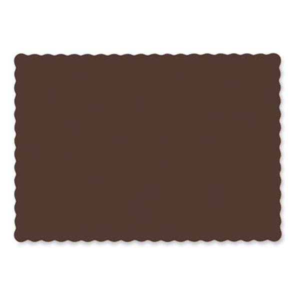 Placemats, Smooth Surface, Scalloped Edges, 14" x 10", Chocolate, 1,000/Carton