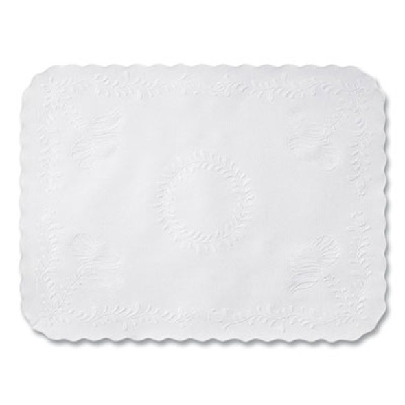 Scalloped Edge Traymat, Anniversary Embossed Surface, 19" x 14", White, 2,000/Carton