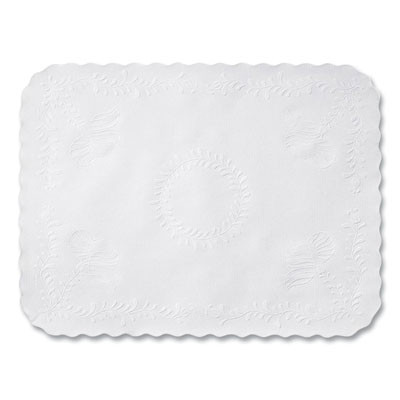 Scalloped Edge Traymat, Anniversary Embossed Surface, 19" x 14", White, 2,000/Carton