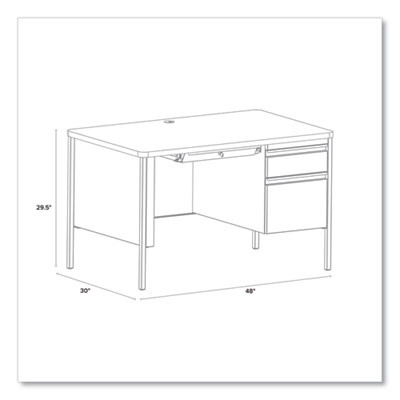 Teachers Pedestal Desks, One Right-Hand Pedestal: Box/File Drawers, 48" x 30" x 29.5", Maple/Black