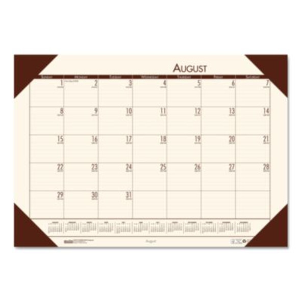 Ecotones Recycled Academic Desk Pad Calendar, 18.5 x 13, Cream Sheets, Brown Corners, 12-Month (Aug To July): 2025 To 2026